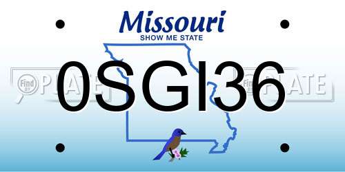 0SGI36 Missouri License Plate