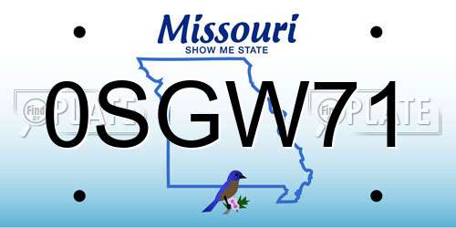 0SGW71 Missouri License Plate