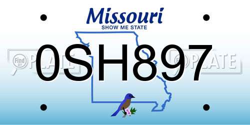 0SH897 Missouri License Plate