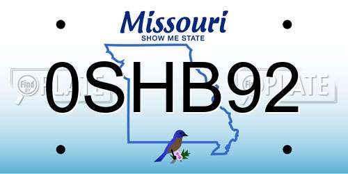 0SHB92 Missouri License Plate