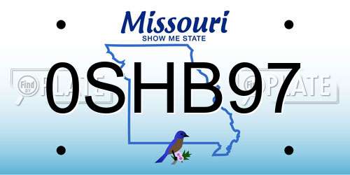0SHB97 Missouri License Plate