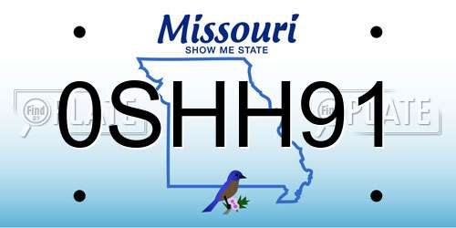 0SHH91 Missouri License Plate