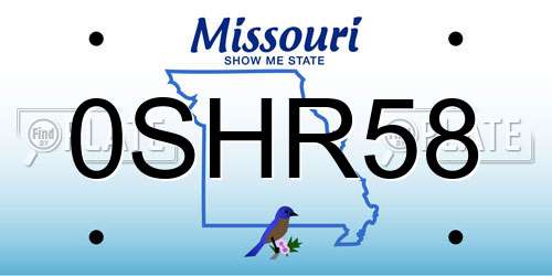 0SHR58 Missouri License Plate