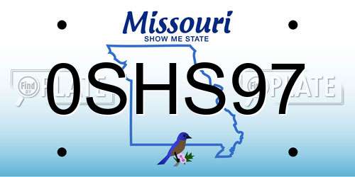 0SHS97 Missouri License Plate