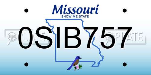0SIB757 Missouri License Plate