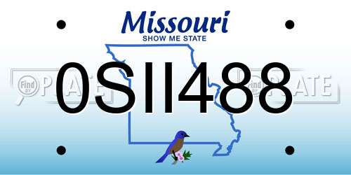 0SII488 Missouri License Plate