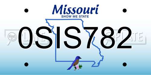 0SIS782 Missouri License Plate