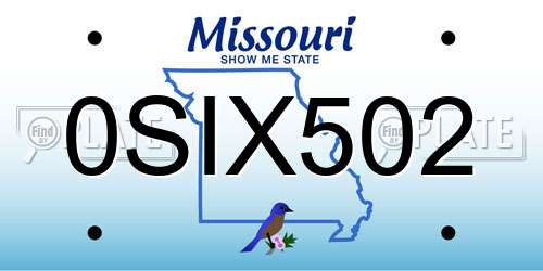 0SIX502 Missouri License Plate