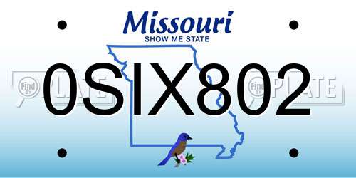 0SIX802 Missouri License Plate