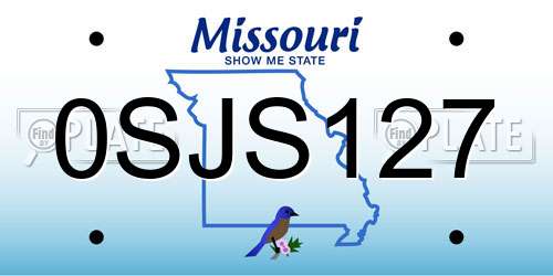 0SJS127 Missouri License Plate