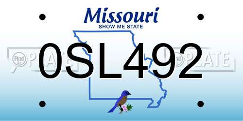 0SL492 Missouri License Plate