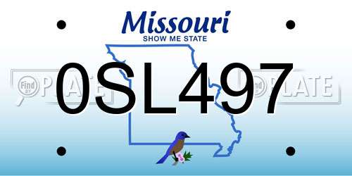 0SL497 Missouri License Plate