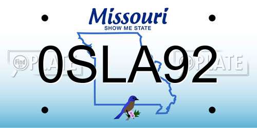 0SLA92 Missouri License Plate
