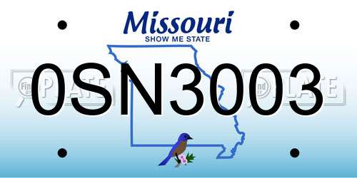0SN3003 Missouri License Plate