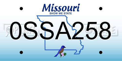0SSA258 Missouri License Plate