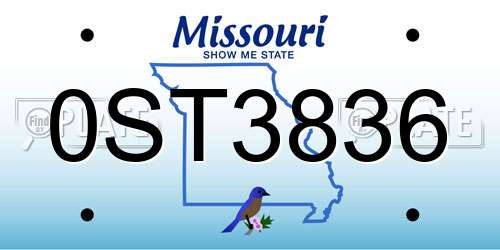 0ST3836 Missouri License Plate