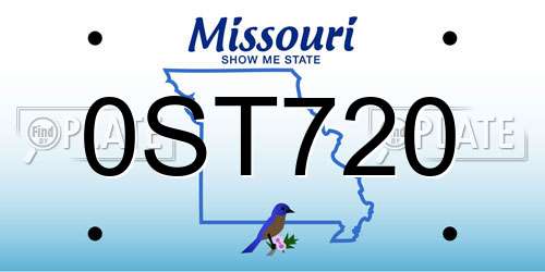 0ST720 Missouri License Plate