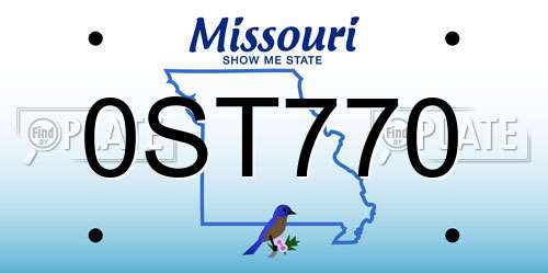 0ST770 Missouri License Plate