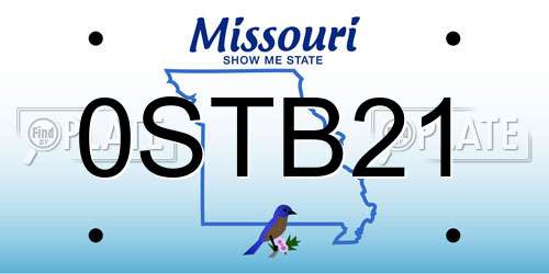 0STB21 Missouri License Plate