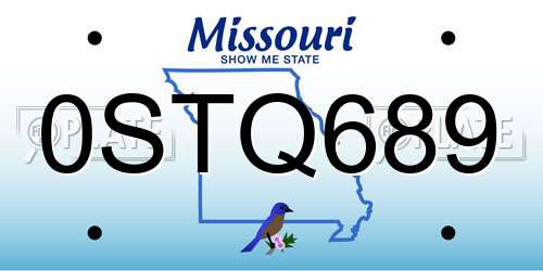 0STQ689 Missouri License Plate