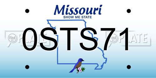 0STS71 Missouri License Plate