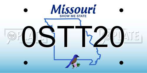 0STT20 Missouri License Plate