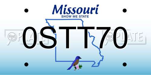 0STT70 Missouri License Plate