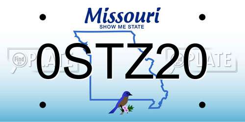 0STZ20 Missouri License Plate