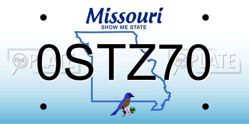 0STZ70 Missouri License Plate