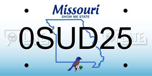 0SUD25 Missouri License Plate
