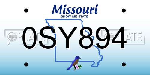 0SY894 Missouri License Plate