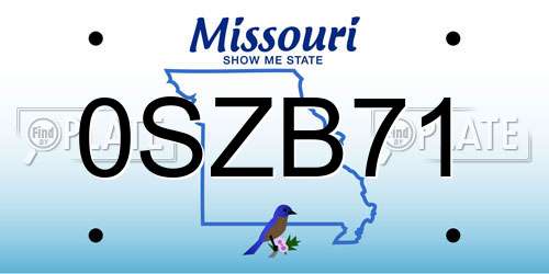0SZB71 Missouri License Plate