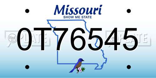 0T76545 Missouri License Plate
