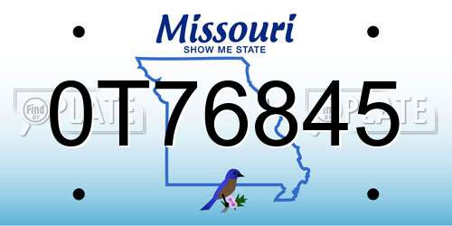 0T76845 Missouri License Plate