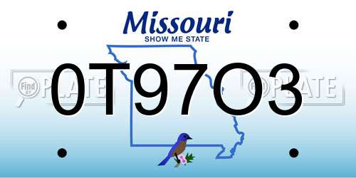 0T97O3 Missouri License Plate