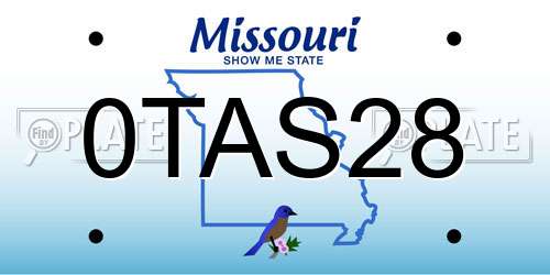 0TAS28 Missouri License Plate