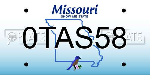 0TAS58 Missouri License Plate