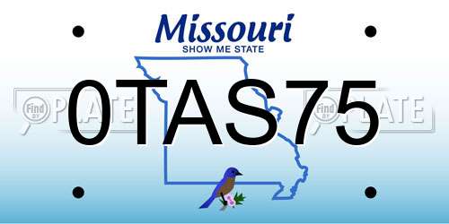 0TAS75 Missouri License Plate