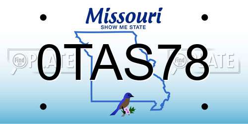 0TAS78 Missouri License Plate