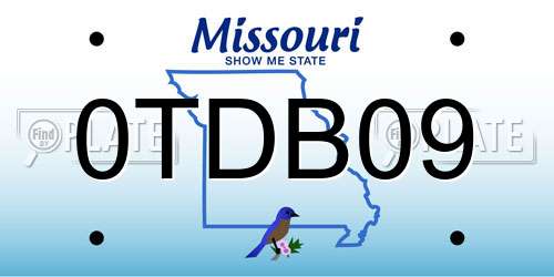 0TDB09 Missouri License Plate