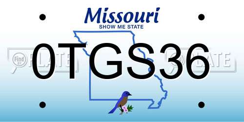 0TGS36 Missouri License Plate
