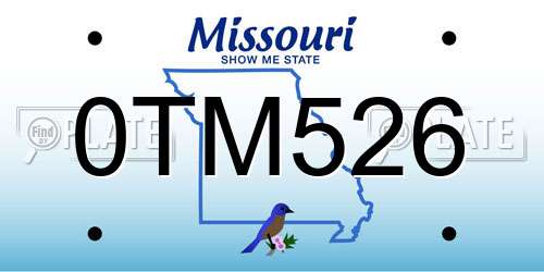 0TM526 Missouri License Plate