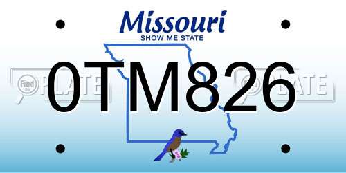 0TM826 Missouri License Plate