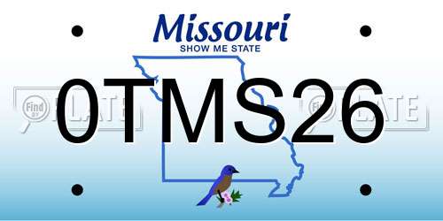 0TMS26 Missouri License Plate