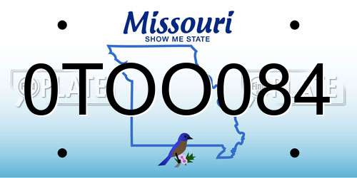 0TOO084 Missouri License Plate