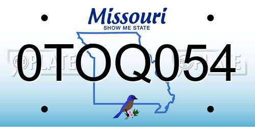 0TOQ054 Missouri License Plate