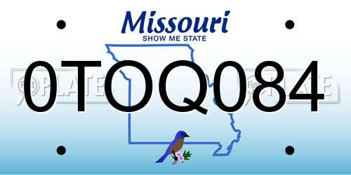 0TOQ084 Missouri License Plate