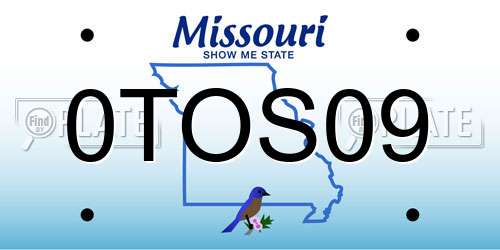 0TOS09 Missouri License Plate