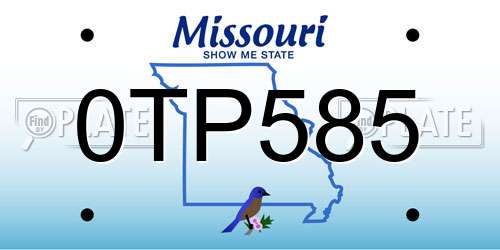 0TP585 Missouri License Plate