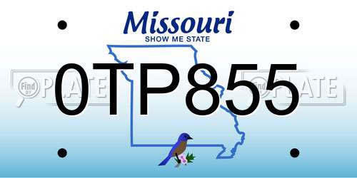 0TP855 Missouri License Plate